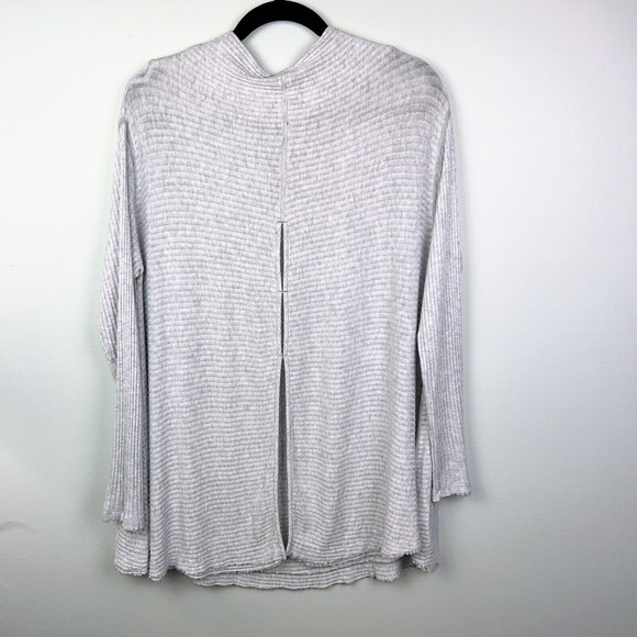 We the Free People Lover Rib Knit Split Back Pullover Gray Sweater Lightweight L - Picture 12 of 15